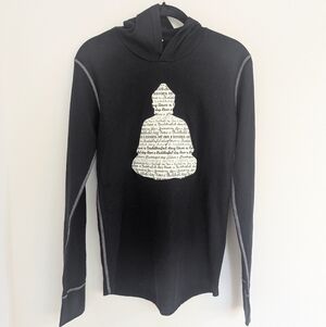 Black Hoodie with White Buddha Graphic